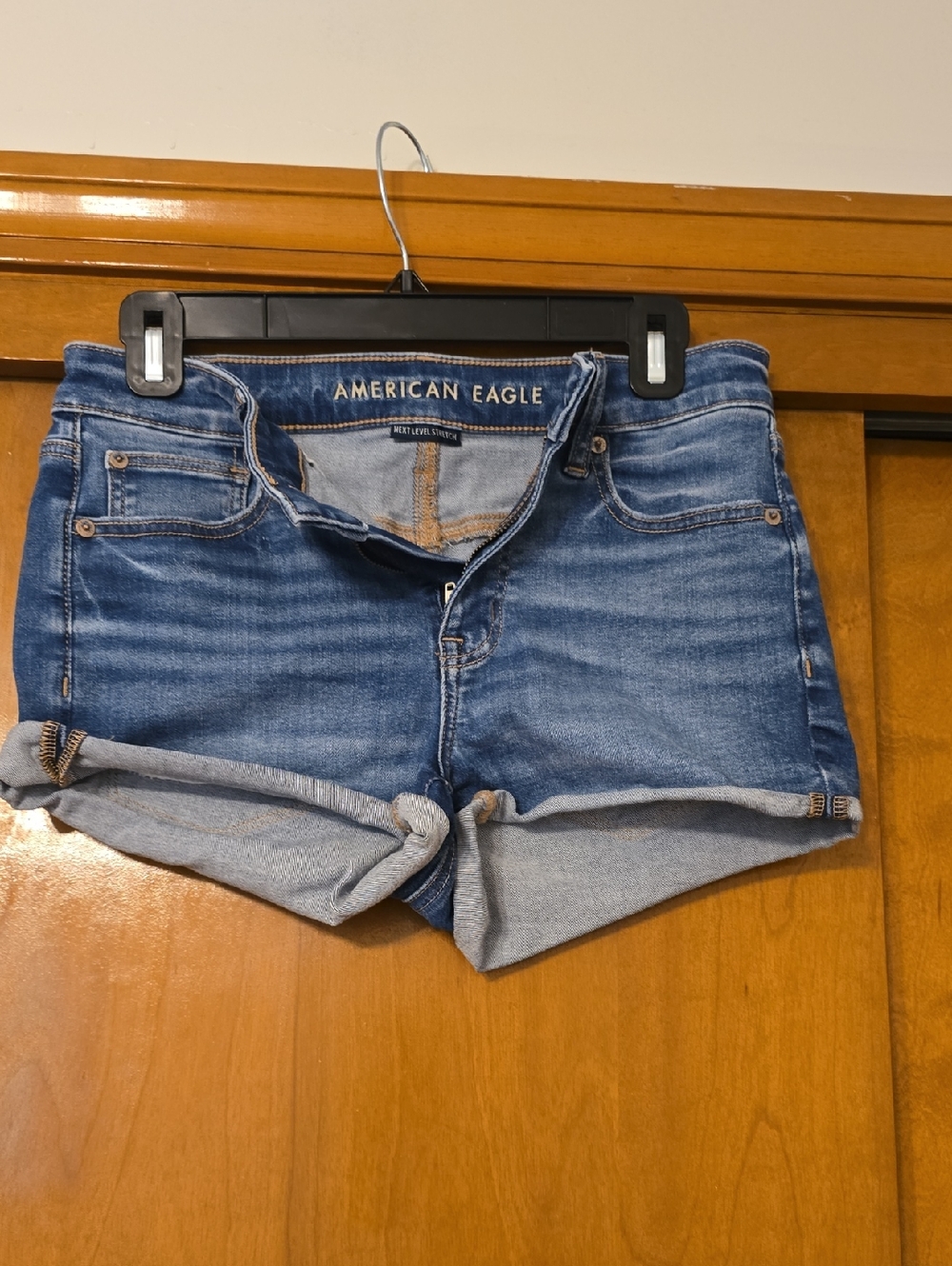 American Eagle Outfitters Medium Blue Roll-Cuff Denim Shorts